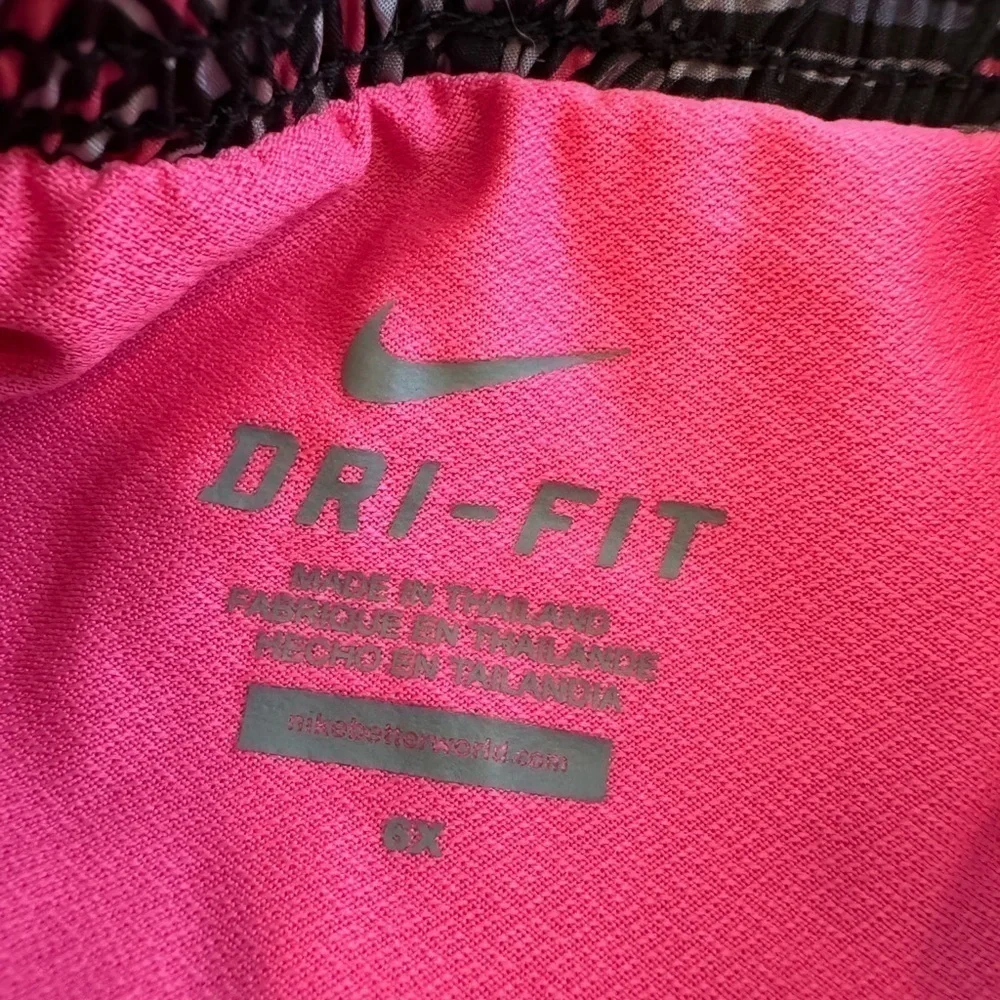 Nike Dri-Fit Tempo Girls Running Shorts Pink Black Abstract 6X